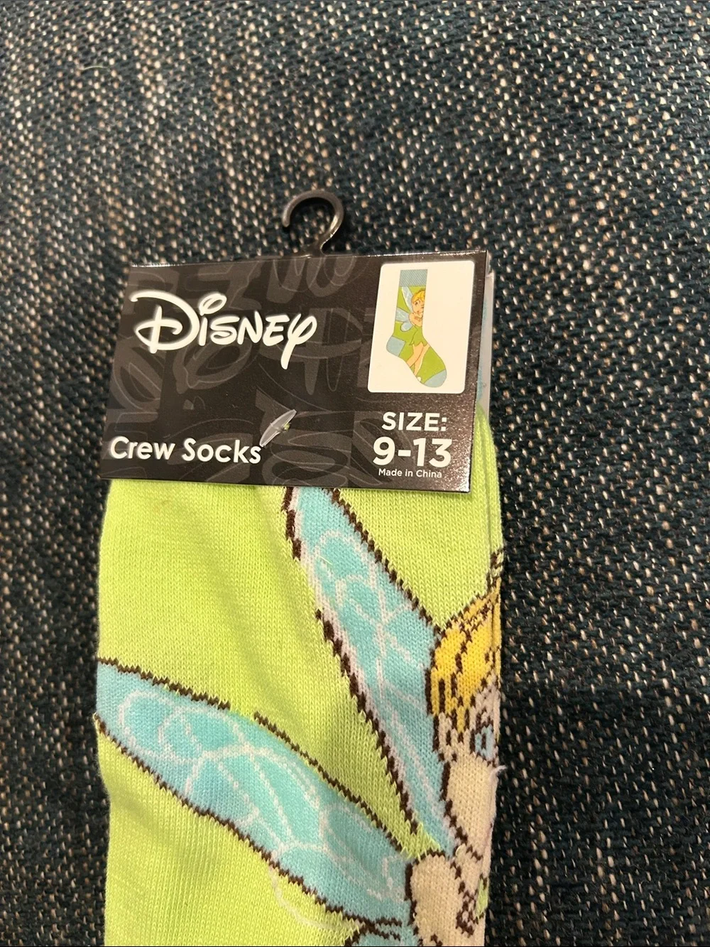 Disney Tinker Bell Crew Socks - Lime Green & Light Blue